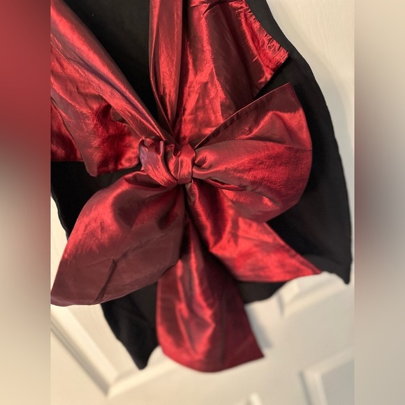 QUONTUM England M Vintage 80’s Tank Stretch Dress Big Red Iridescent Bow Accent - Picture 4 of 14